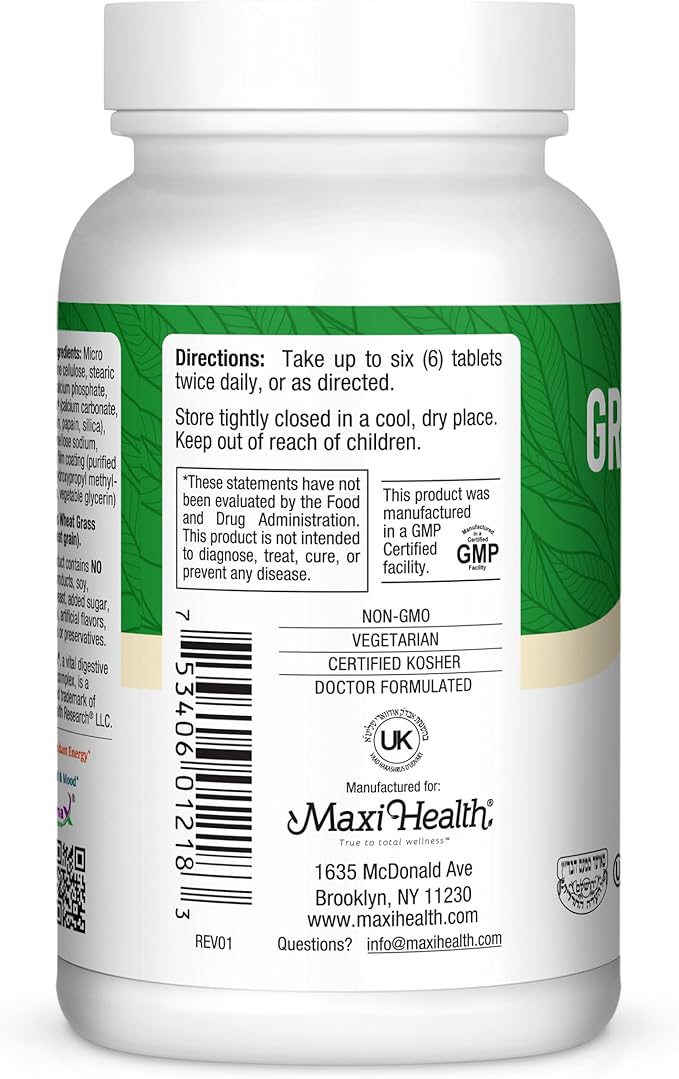 Super Greens Capsules – Green Vitality Tablets with Spirulina Wheat Grass Barley Grass &amp Chlorella – Natural Green Vitamins &amp Superfood Supplement for Energy Detox &amp Immune Support – 18