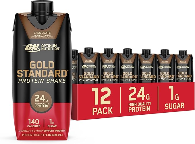 Pure Protein Vanilla Protein Shake 30g Complete Protein Vitamins A C D and E plus Zinc &amp Optimum Nutrition Gold Standard Protein Shake 24g Protein Ready to Drink Protein Shake