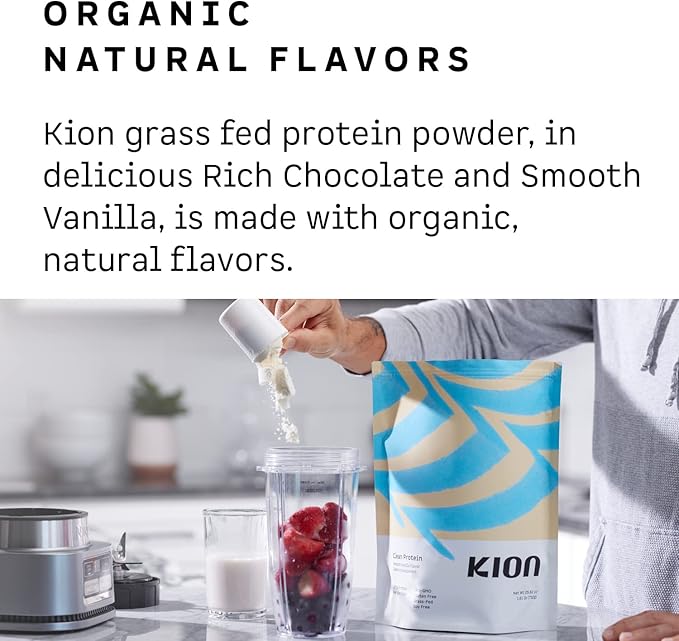Kion Clean Protein | Grass-Fed &amp Pasture-Raised Whey Isolate Protein Powder | Rich Chocolate | 30 Servings
