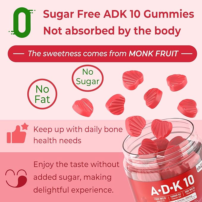 Vitamin D3 + K2 + A Gummies 5000IU/10000 IU - Vitamin D3 Con K2 Supplement with Calcium Magnesium Zinc Vitamin C &amp E High Dose Ultimate Absorbency for Bones Muscles Teeth Vision Vegan 2 Pack