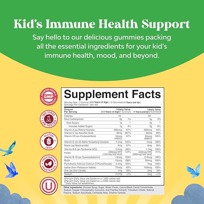 Bundle of Plant Based Kids Multivitamin Gummies with Vitamins A C D3 E B Zinc and DHA Omega 3 Gummies with Vegetarian 6 9 for Vision Brain Immunity Support Non-GMO Gluten Free Gelatin Free Supplement