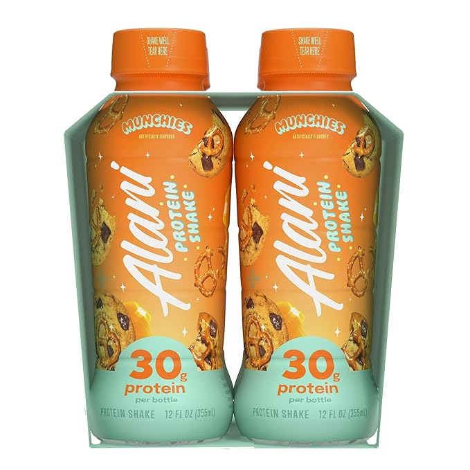 Alani-Nu Protein ShakeMunchies Flavor 30g Protein Per Bottle Lactose-Free Gluten-Free Low Sugar High-Protein Drink for Muscle Growth Perfect for Breakfast or Post-Workout (2 Box With 4Ct Each)