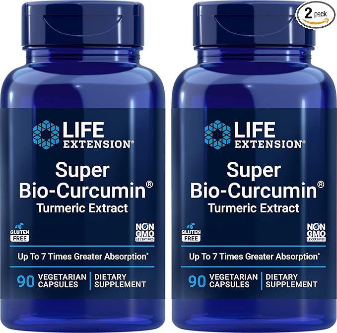 Life Extension Super Bio-Curcumin Turmeric Extract 400mg 90 Veg Caps (Pack of 2) - Vegetarian Capsule - Non-GMO - Highly Absorbable