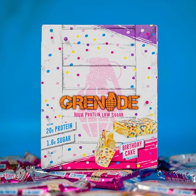 Grenade Carb Killa High Protein and Low Sugar Candy Bar 12 x 60 g - Birthday Cake