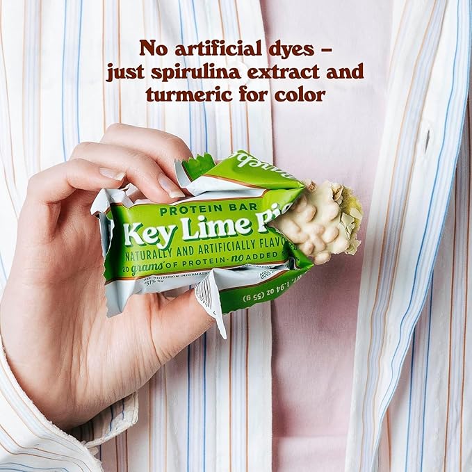 Barebells Protein Bars Key Lime Pie - 12 bars 20g High Protein Treats - White Chocolate Nutrition Bar with 1g Total Sugars - On-The-Go Breakfast or Post-Workout Snack
