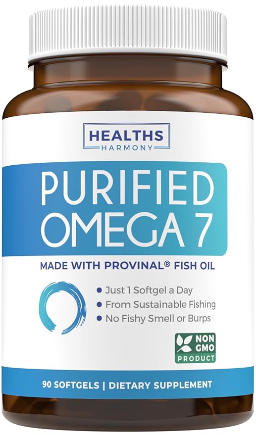 Omega 7 Softgels &amp Black Seed Oil (3-Month Supply) Omega Glow Blend Bundle - Purified Omega-7 Softgels (90 Softgels) Provinal Peruvian Anchovy and Black Seed Oil (180 Capsules) Cold-Pressed Oil