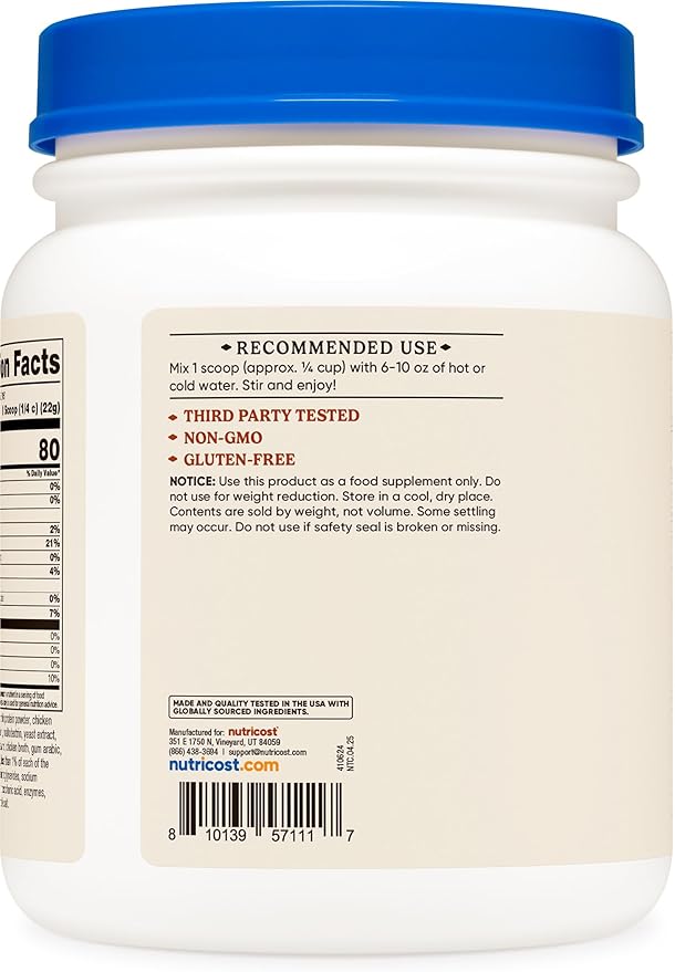 Nutricost Chicken Bone Broth Protein (Chicken Flavored 20 Servings)