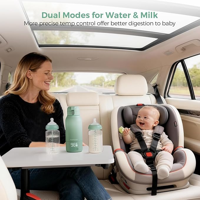 Momcozy Portable Bottle Warmer for Travel – Dual Heating Modes for Breast Milk &amp Water Portable Milk Warmer with Fast Heating &amp Long Battery Life 17 Ounces Large Capacity to Meet Your All-Da