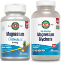 KAL Magnesium Citrate Chewables and Magnesium Glycinate 350 Bundle Nerve Bone Muscle and Enzyme Support 120 Chews 240 VegCaps