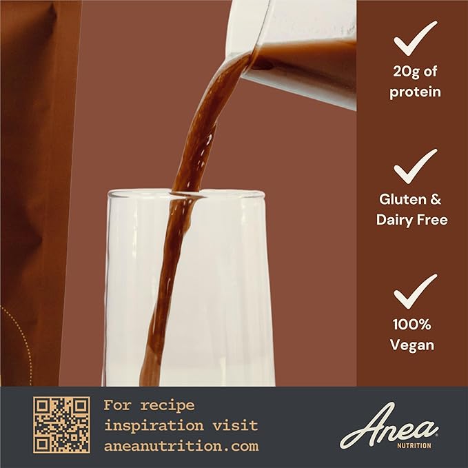 Anea Plant Protein - Chocolate | 20g Vegan Protein | Complete Amino Acids | Dairy-Free Gluten-Free Cholesterol-Free | Rich Chocolate Flavor | Made in GMP Facility