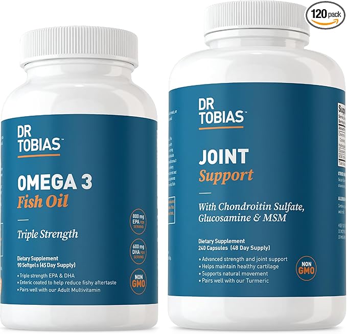 Dr. Tobias Omega 3 Fish Oil &amp Joint Support Supplements Supports Heart Brain Immune Joint Health Function &amp Flexibility for Men &amp Women