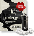 DairyPill Lactase Enzyme 18000 FCCs per Pill 30 Count Solution for Lactose Intolerance Portable Easy to Swallow Preservative and Gluten Free American Made Non GMO