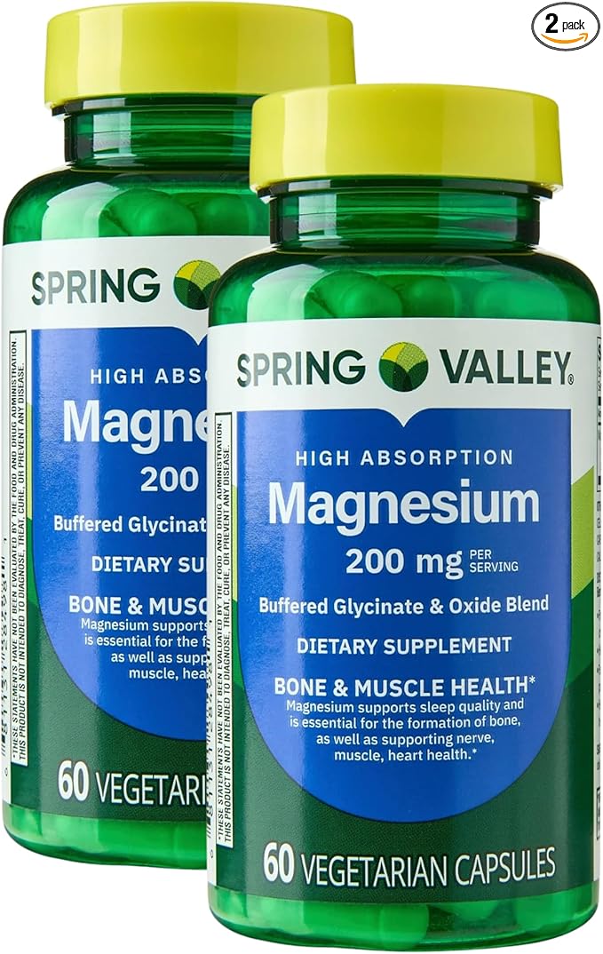 KP+ Magnesium 200 mg | Sleep Support | Bone &amp Muscle Health | 60 Vegetarian Capsules | Pack of 2