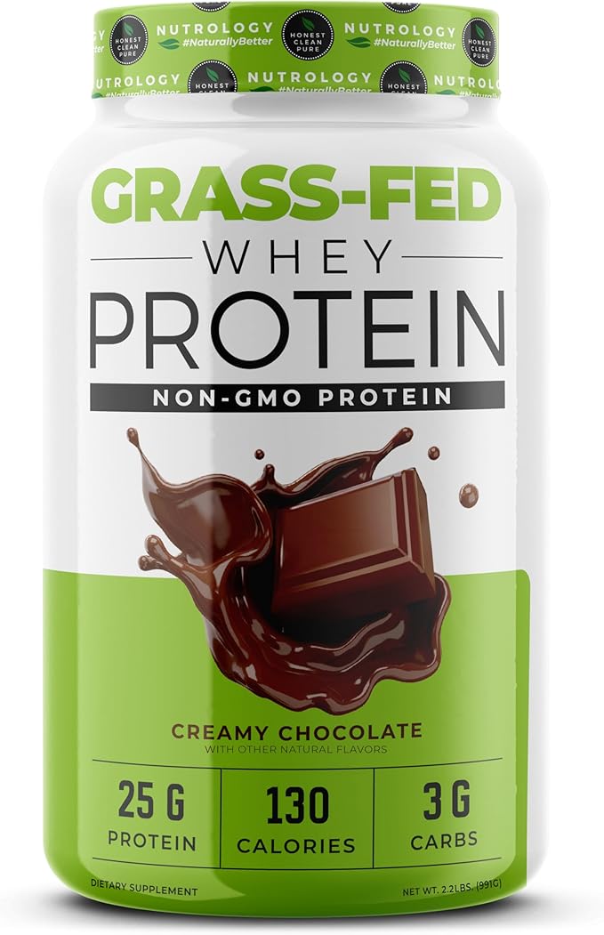 Nutrology Grass-Fed Whey Protein Powder Cold-Processed Grass Fed Whey &amp Amino Acid Powder for Enhanced Lean Muscle Recovery &amp Performance 28 Servings Shake Blend or Bake Creamy Chocolate