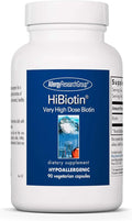 Allergy Research Group HiBiotin Supplement - Extra Strength Biotin Pills Vegetarian Capsules Hypoallergenic Gluten Free - 90 Count