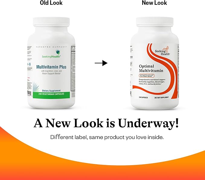 Seeking Health Optimal Multivitamin Active B Vitamins and L-5-MTHF Riboflavin B6 Bioavailable Folate and B12 CoQ10 Methylation Support Vegetarian (240 Capsules)