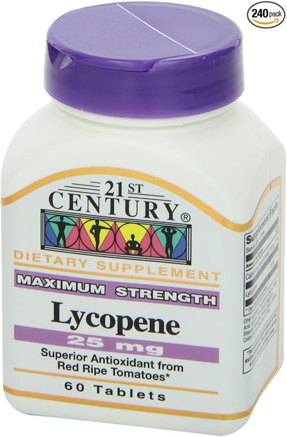 21st Century Lycopene 25mg 60 Tablets Each (Pack of 4)