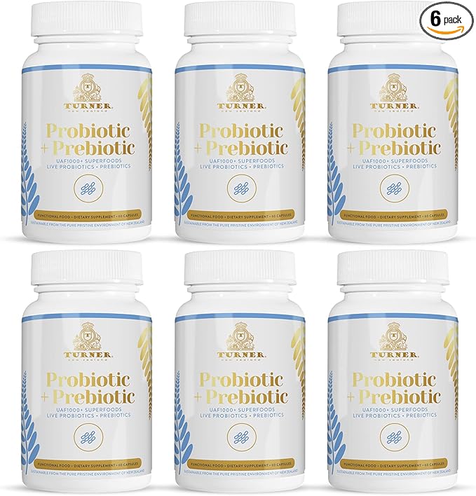 TURNER Probiotic+Prebiotic 18 Bacteria Strains 60 Billion CFU UAF1000+ Super Antioxidant 540 Capsules 6 Bottles