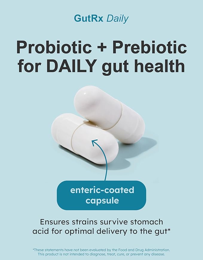 Daily Probiotics for Women &amp Men with Bifidobacterium Longum &amp Prebiotics for Gut Health Gluten Free Probiotics for Digestive Health – 61 Billion CFU 30 Ct Enteric Coated Capsules