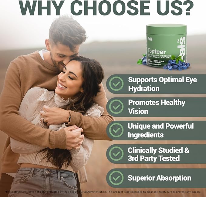 Dry Eye Relief Supplements for Adults with Pure Bilberry Extract Toptear Ultimate Eye Vitamins for Eyesight Dryness Relief Strain Optical Nerve &amp Vision Care Support Vegan Capsules (30 Days) P