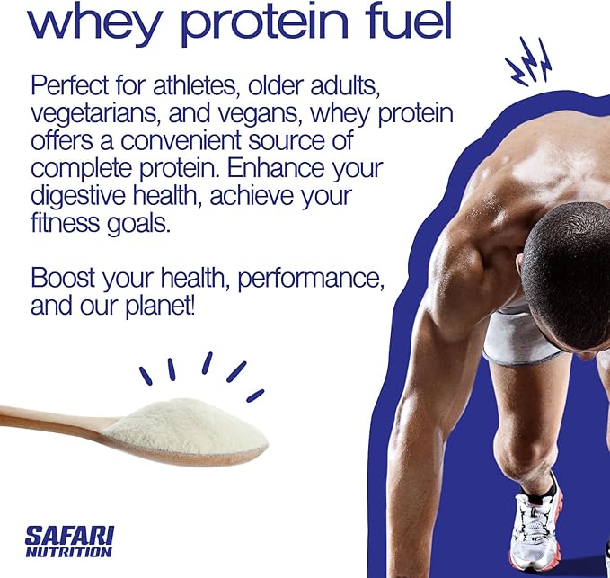 Safari Nu 100% Whey Premium Protein Powder Cookies and Cream - 2 LB Tub 25G of Protein - Concentrate &amp Isolate Whey Protein Blend - 12g BCAAs