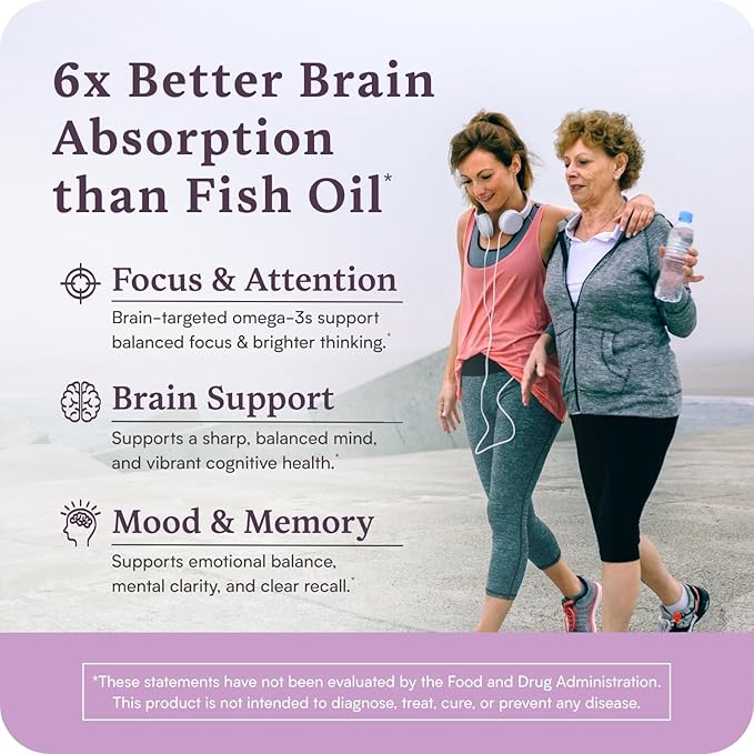 Omega Max w/LYSOVETA LPC | EPA &amp DHA Supplements for Brain &amp Retina Health | Focus Attention Memory Mood &amp Vision | 6X Higher Absorption Than Fish Oil | High Potency Omega-3 LPC-DHA