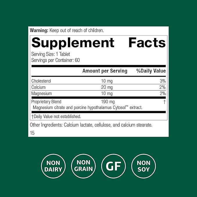 Standard Process Hypothalmex - Includes Proprietary Cytosol Extract Blend with Porcine Hypothalamus Cytosol Extract - 60 Tablets
