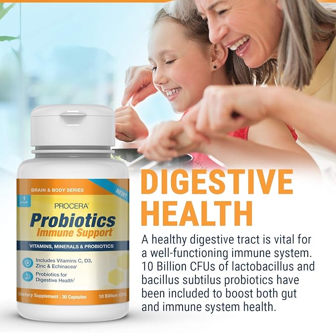 Procera Immune Probiotic 11 Billion CFU - 7 Probiotic Strains - Boost Defenses - Improve Digestion - Cleanse Intestinal Tract - Cold - Flu - Sick - Digestive &amp Immune Health - Lactobacillus - 30 C