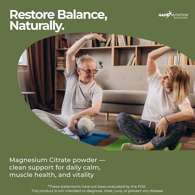 Gade Nutrition Pure Magnesium Citrate Powder | Non-GMO Gluten-Free Filler Free Highly Absorbable | USA Made