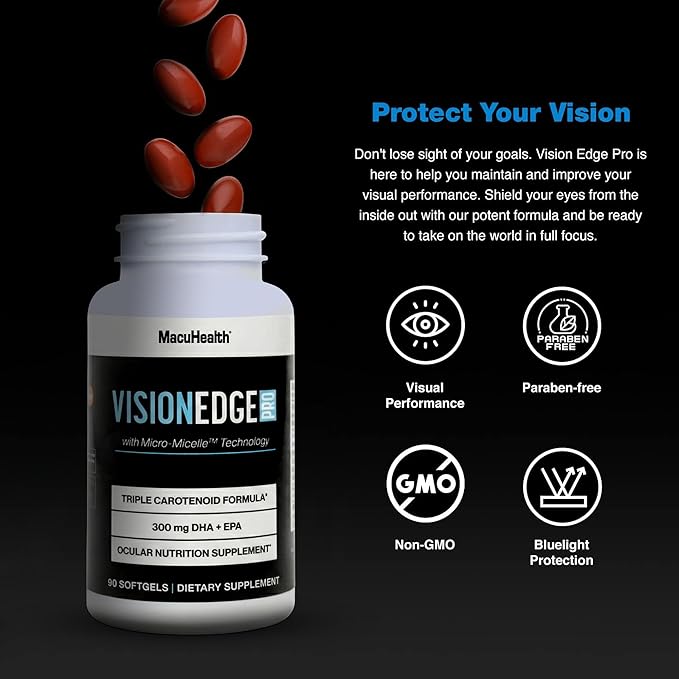 Eye Supplement for Athletes Formula with Lutein Zeaxanthin and Meso-Zeaxanthin Eye Supplements Omega 3 Essential Carotenoids for Eyes - (90 Softgels 3 Month Supply)