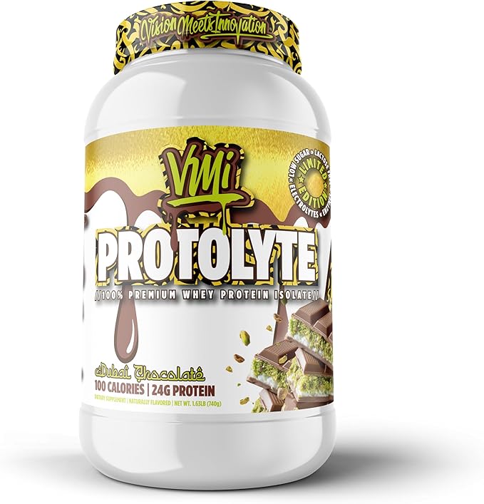 VMI Sports | ProtoLyte Whey Isolate Protein Powder | Low Calorie Whey for Weight Loss and Muscle Gain | Digestive Enzymes | Non-GMO (1.6 Lbs Dubai Chocolate)