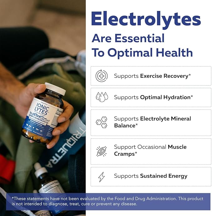 Ionic Lytes™ Electrolyte Mineral Complex with Ionic Sea Salt Fulvic &amp Humic Acid - Supports Hydration Electrolyte &amp Mineral Balance &amp Muscle Function (60 Capsules) - Soy-Free Gluten-Fre