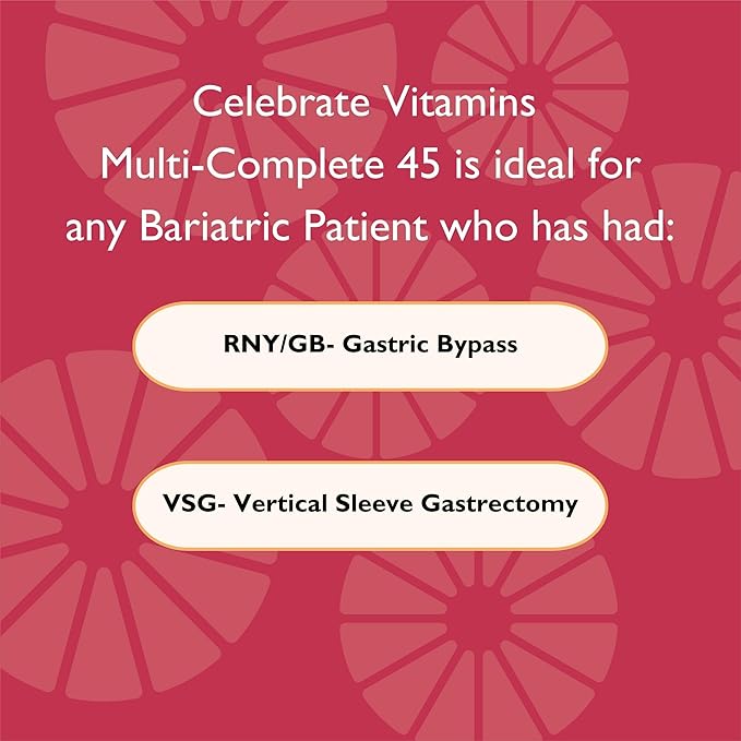 Celebrate Vitamins Multi-Complete Chewables 45mg Iron – Daily Bariatric Multivitamin for Sleeve Gastrectomy and Gastric Bypass Surgery Patients – Essential Vitamins &amp Minerals - Melon (180 Tablet