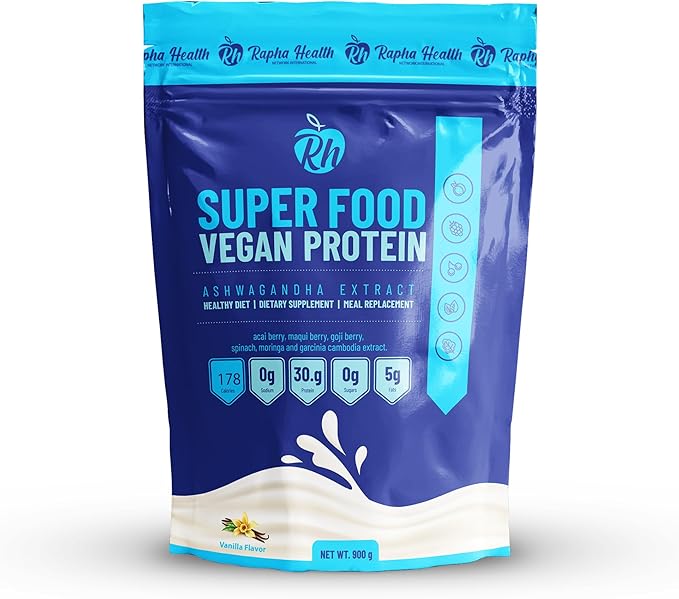 Superfood Vegan Protein (Vanilla) | Plant-Based Protein with Superfoods &amp Probiotics | Muscle Recovery &amp Energy | 15 Servings