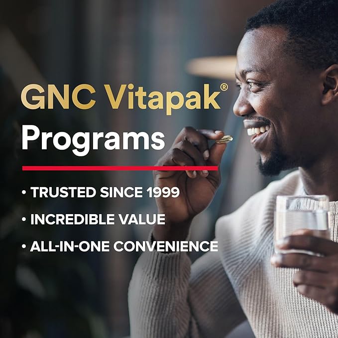 GNC Mega Men Performance and Vitality Vitapak Program Convenient Complete Nutrition 5 Products in 1 Packet Circulation Blood Flow Prostate Health Sexual Function 30 Packs