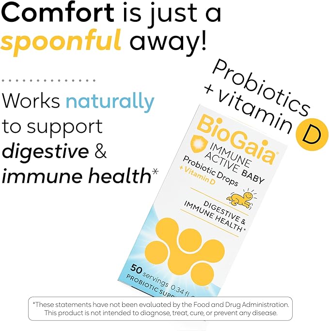 BioGaia Immune Active Baby Probiotic Drops + Vitamin D | for Babies &amp Toddlers 0-36 Months | Supports Digestive &amp Immune Health | Allergen Dairy Soy &amp Gluten Free | 50 Day Supply