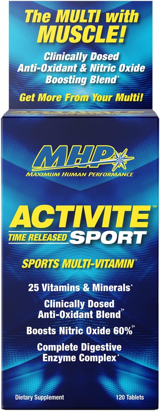 MHP Activite Sport Multi Vitamin 25 Vitamins and Minerals Nitric Oxide Booster Digestive Enzymes Antioxidants 120 Tablets