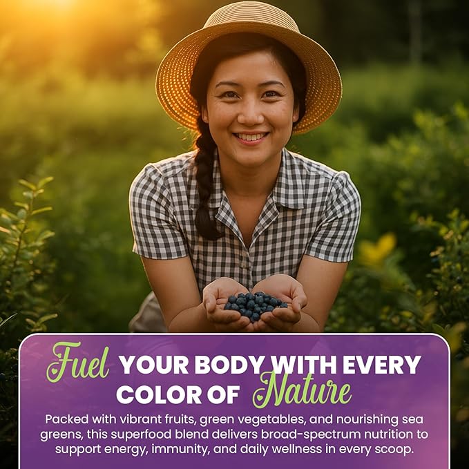 Greens+ Organic Wild Berry Superfood Powder Antioxidant Polyphenol Blend for Morning Kick Energy Vitality Boost Nutrition Vibrant Health Dietary Supplement Vegan Soy/Dairy/Gluten Free(8.46oz)