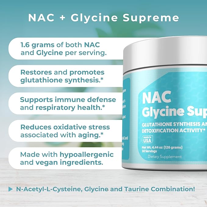 MYOXCIENCE NAC Glycine Supreme | N-Acetyl-L-Cysteine Glycine and Taurine Combination (Natural Peach and Pineapple Flavor) (30 Servings)