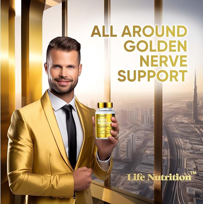 Life Nutrition Neuropathy Support Supplement - 600mg Alpha Lipoic Acid (ALA) &amp 10 Nerve Soothing Ingredients - Advanced Nerve Relief Formula for Hands Fingers Toes &amp Feet - 120 Capsules