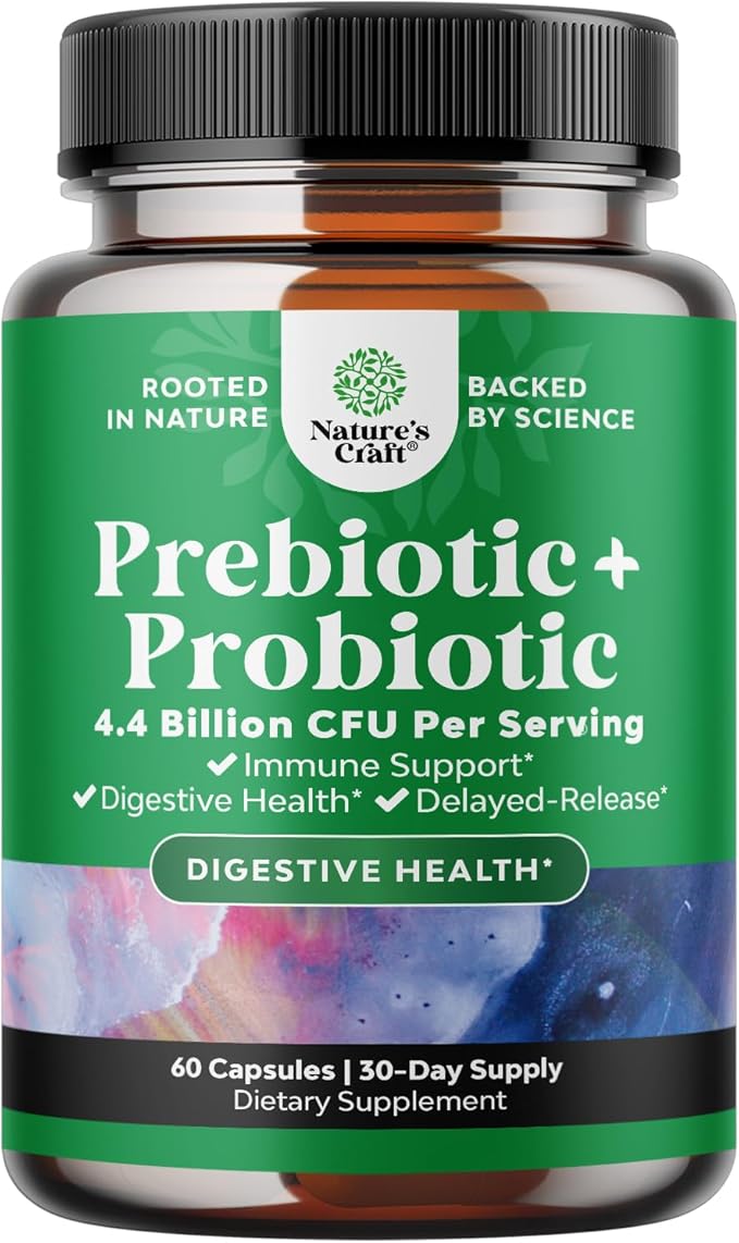 Prebiotics and Probiotics Gut Health Supplement-Super Potent Digestive Health Acidophilus Probiotic Capsules with Men &amp Womens Probiotics &amp Prebiotics for Colon Digestive Support and Immunity