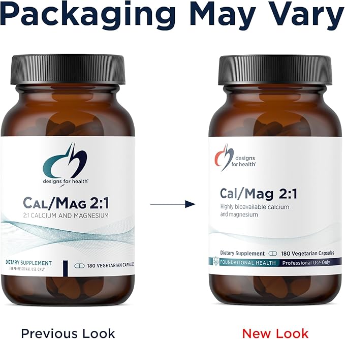 Designs for Health Cal/Mag 2:1 – 150mg Chelated Magnesium Malate + 300mg Calcium Malate Supplement - Non-GMO Highly Absorbable Bone Support Nutrients (180 Capsules)