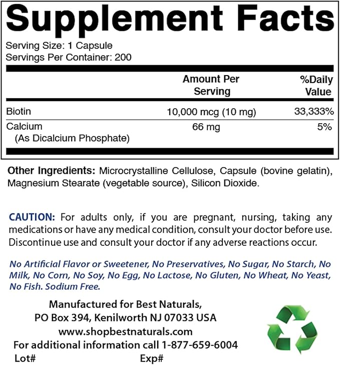 Best Naturals Biotin 10000 Mcg &amp NAC - N Acetyl Cysteine 600 mg