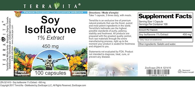 Soy Isoflavone 1% - 450 mg (100 Capsules ZIN: 521410) - 3 Pack