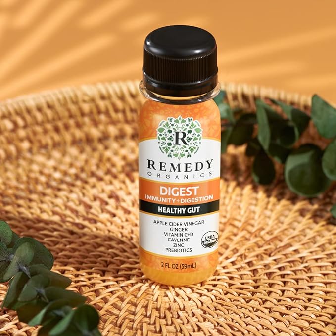 Remedy Organics Immunity Plus Shot Digest 12-Pack | Boost Energy Brain Function Detoxification and Metabolism | Certified-Organic Ingredients