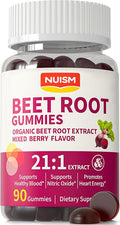 Organic Beet Root Gummies Mixed Berry Flavor SupplementsNatural Extract 21:1 Concentrate Sugar Free Chews Energy Vitality &amp Performance Support Beetroot Gummies