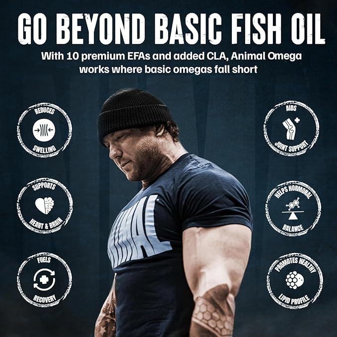 Animal Advanced Omega 3 Fatty Acids - 3500mg EPA DHA Fish Oil Omega 3 Supplement for Women &amp Men High Potency Blend with CLA GLA ALA for Brain Skin Eye Immune Joint Health 30 Pill Packs