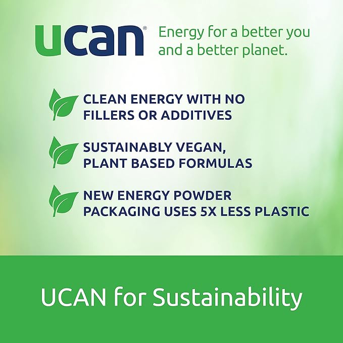 UCAN Energy + Plant Protein Powder - Vegan Plant Based Protein 20g Pea Protein with Amino Acids EAAs &amp BCCAs - Keto Protein Powder - No Added Sugar Gluten-Free - Chocolate -12 Servings