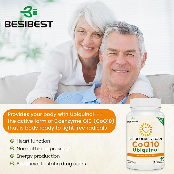 1000mg Liposomal CoQ10 Ubiquinol 120 Vegan Softgels High Absorption Ubiquinol CoQ10 Supplement Active Antioxidant Form of Coenzyme Q10 for Heart Function &amp Energy Production