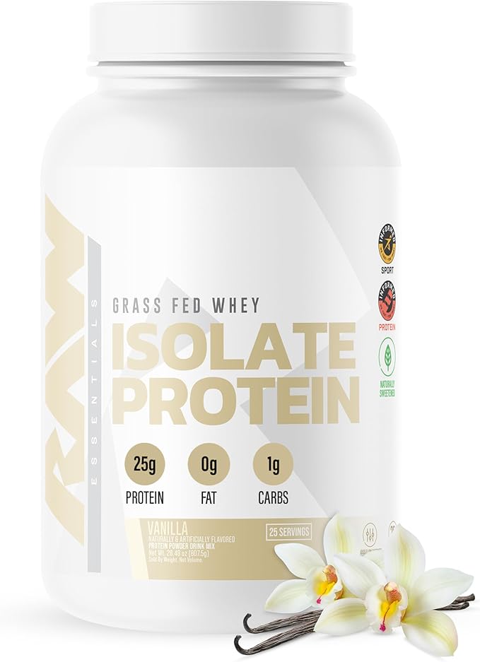RAW Whey Isolate Protein Powder Vanilla (CBUM Itholate) - 100% Grass-Fed Sports Nutrition Powder for Muscle Growth &amp Recovery - Low-Fat Low Carb Naturally Flavored - 25 Servings
